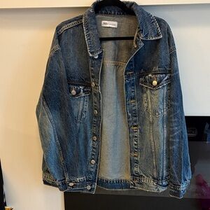 Zara Distressed Medium Blue Denim Jacket